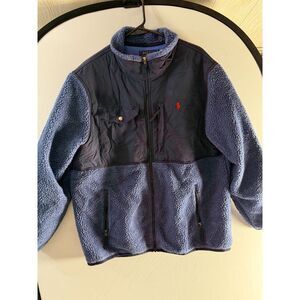 Polo Ralph Lauren Men’s XL Sherpa Fleece Jacket Blue Navy Utility Gorpcore